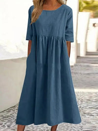 Lässiges Damenkleid | Midi in Marineblau