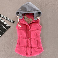 Damen taillierte Thermoweste mit Kapuze und Druckknopfleiste in Fuchsia