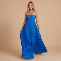 Nancy - Faltenrock Halter Cut-Out Maxikleid in Dunkelblau