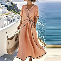 Moria | Damen Kleid Schmeichelnd Festlich Taille Elegant Chic in Orange