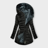 KORI | Kuscheliger Fell-Futter Mantel in Schwarz