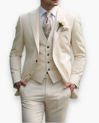 Felix | Herren Dreiteiliger Anzug Weste Business Elegant Hochzeit Festlich in Creme