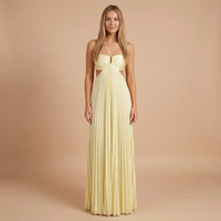 Nancy - Faltenrock Halter Cut-Out Maxikleid in Hellkanarienvogel