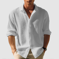 Kai | Herren Sommer Langarmhemd Knopfleiste Leicht Casual Modern in Grau
