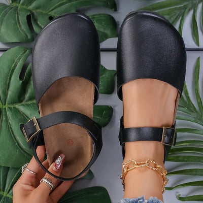 Fudus | Retro Damen Slingback Sandalen Mit Kork Und Geschlossener Spitze