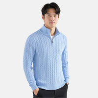 Lukas | Klassischer Strickpullover mit Half-Zip in Hellblau