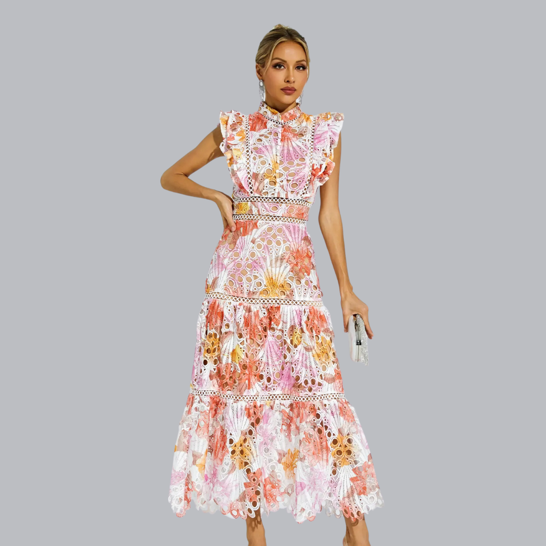 Larissa™ | Ärmelloses Midi-Kleid mit Lochmuster