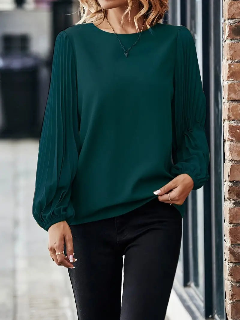 Browton® | Bequeme, raffinierte Laternenbluse mit rundem Ausschnitt