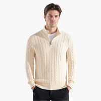 Lukas | Klassischer Strickpullover mit Half-Zip in Beige
