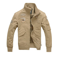 Herren Langarmjacke im Militärstil mit Taschen in Khaki