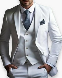 Felix | Herren Dreiteiliger Anzug Weste Business Elegant Hochzeit Festlich in Weiß