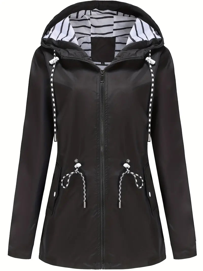Stylische Wasserdichte Regenjacke mit Kapuze und Taschen für Damen | Ideal für den Winter