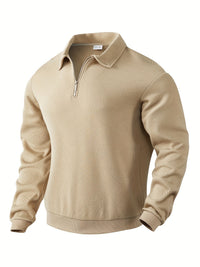 Finn | Geometrisches Design Vintage Reißverschluss Pullover in Khaki