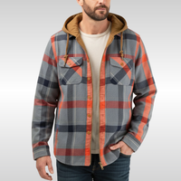 Rowan | Herren Karo-Jacke mit Kapuze, Taschen und Knöpfen in Grau