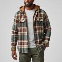 Rowan | Herren Karo-Jacke mit Kapuze, Taschen und Knöpfen in Grün