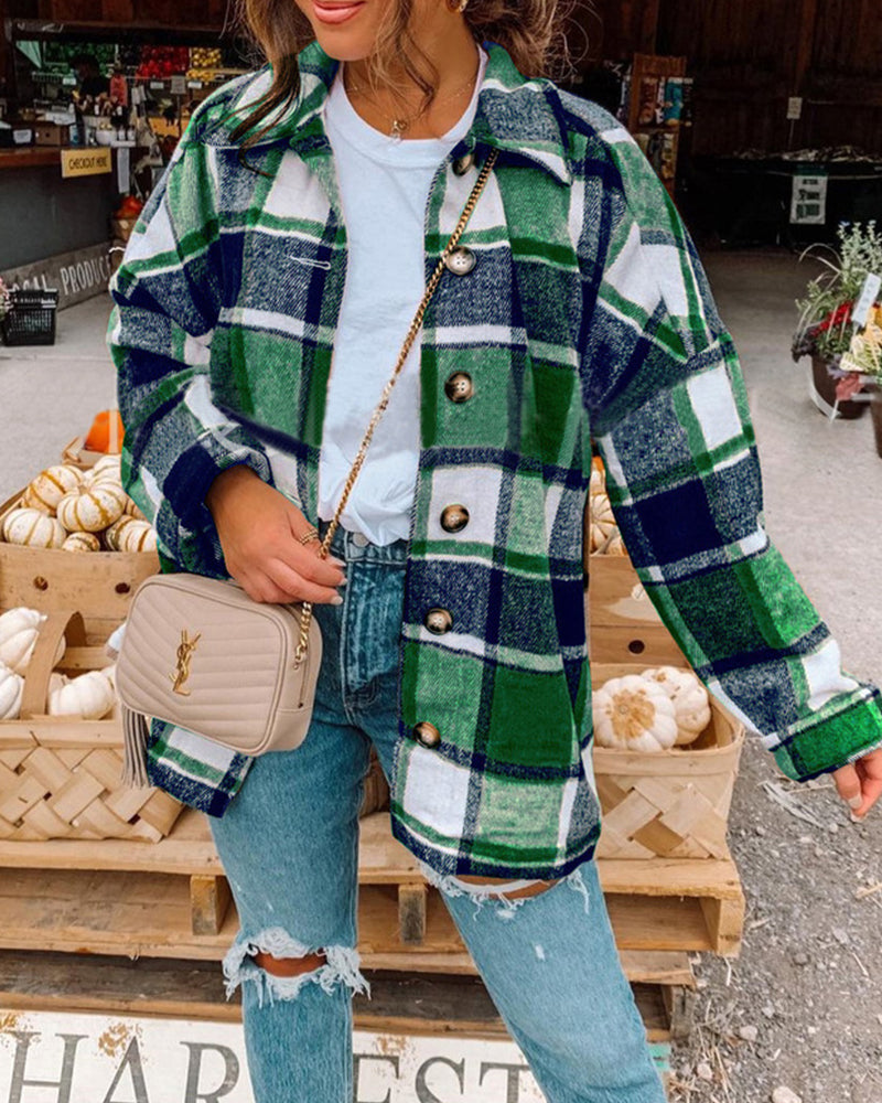 Vivien™ - Lässige Jacke mit Karomuster und Knopfleiste