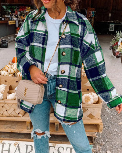 Vivien™ - Lässige Jacke mit Karomuster und Knopfleiste