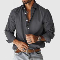 Adrian | Herren Hemd Klassisch Elegant Business Casual Zeitlos Stil in Dunkelgrau