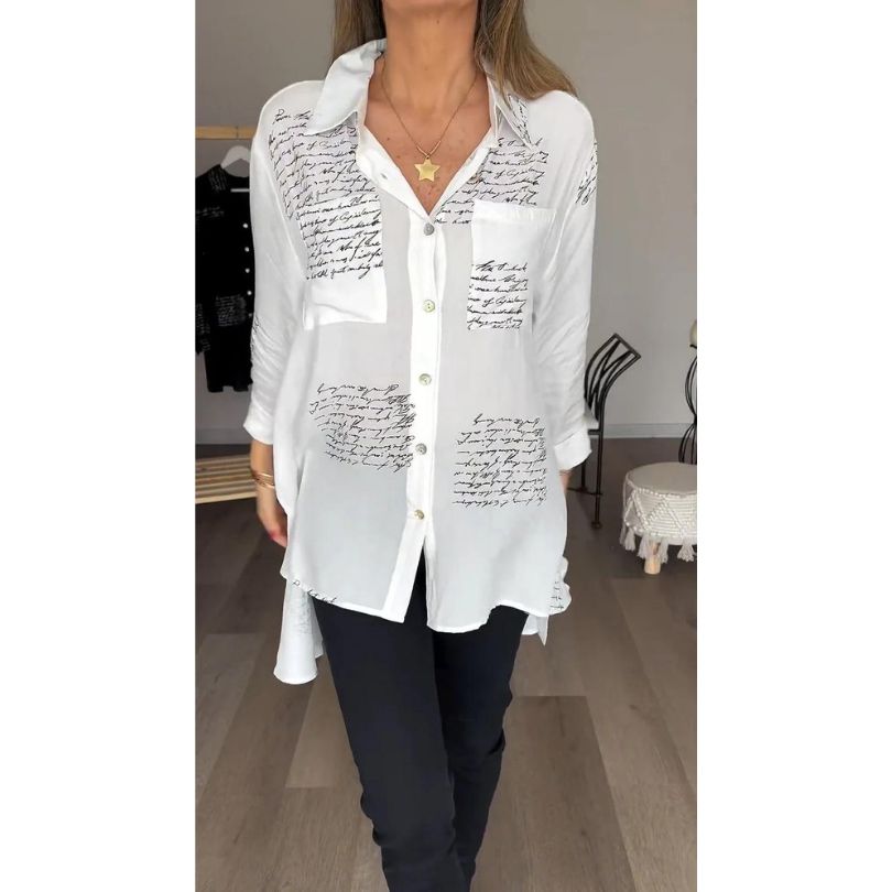 Broznan® | Stylische Bluse mit Buchstaben-Print