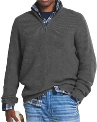 Diego | Sportiver Strickpullover mit Reißverschluss in Grau