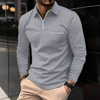 Florent - Herren-Langarm-Polo mit Zipper in Grau
