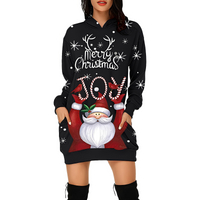 Georgia - Elegantes Weihnachtskapuzenkleid für Damen in Schwarz