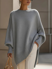 Alina – Minimalistischer Luxus-Strickpullover in Grau