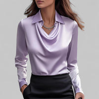 Theresa | Elegante Wasserfall Satinbluse in Lila