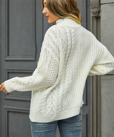 Ladyna | Damen Kabelgebreide Coltrui – Gemütlicher Dicker Pullover