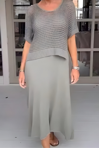 NORMA - Sommerkleid mit Strickoberteil in Grau