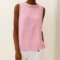 Franziska | Damen Ärmelloses Top Rollkragen Locker Modern Casual Urban in Rosa