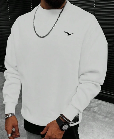 Wolph | Herren Crewneck Sweatshirt mit gesticktem Vogel-Logo, Casual Fit