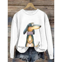 Damen Sweatshirt mit Rundhalsausschnitt und langen Ärmeln in Weiß A