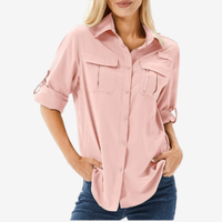 Atmungsaktive Wandershirt für Damen | Lange Ärmel in Hellrosa