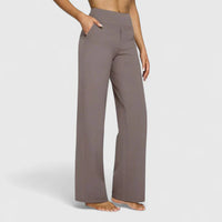 Nadine | Damen Lounge Hose Weit Stretchbund Komfort Casual Zuhause in Taupe