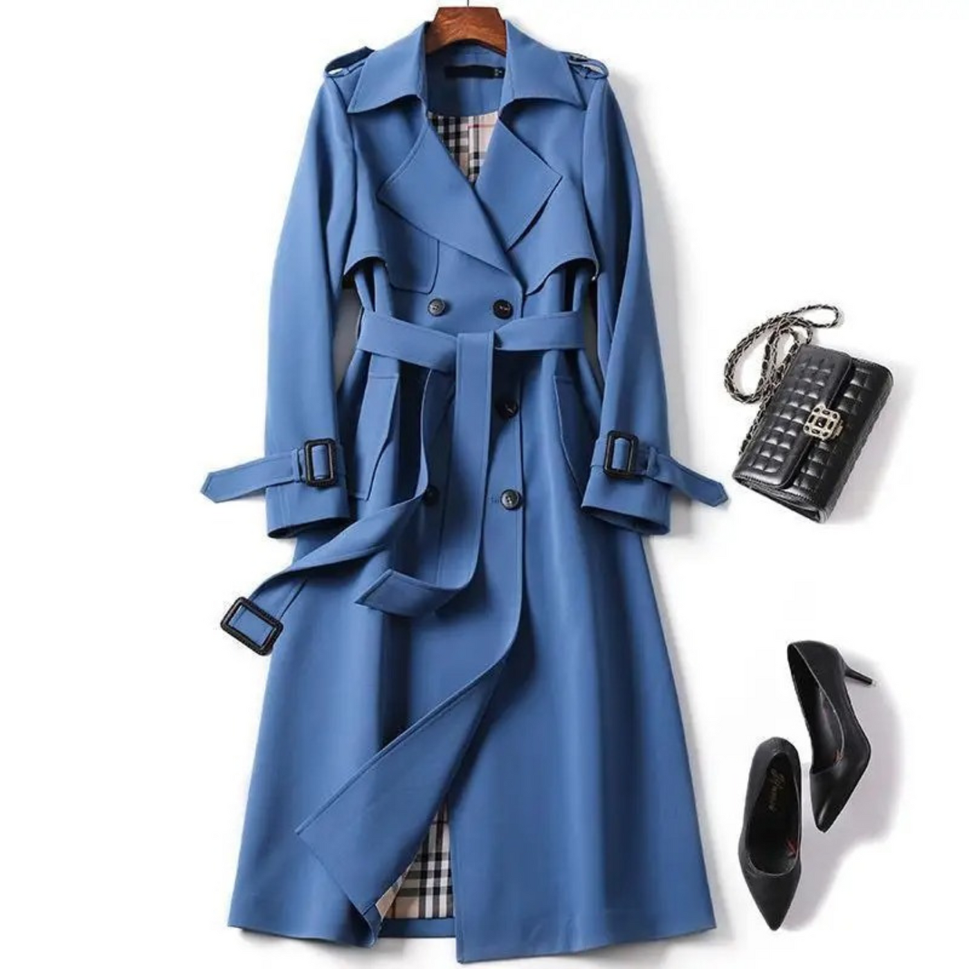 Eleganter Langer Trenchcoat mit Schnürung für Damen | Ideal für den Winter