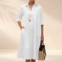 Eljenne | Damen Hemdkleid Leicht Sommer Casual Feminin Lässig Modern in Weiß