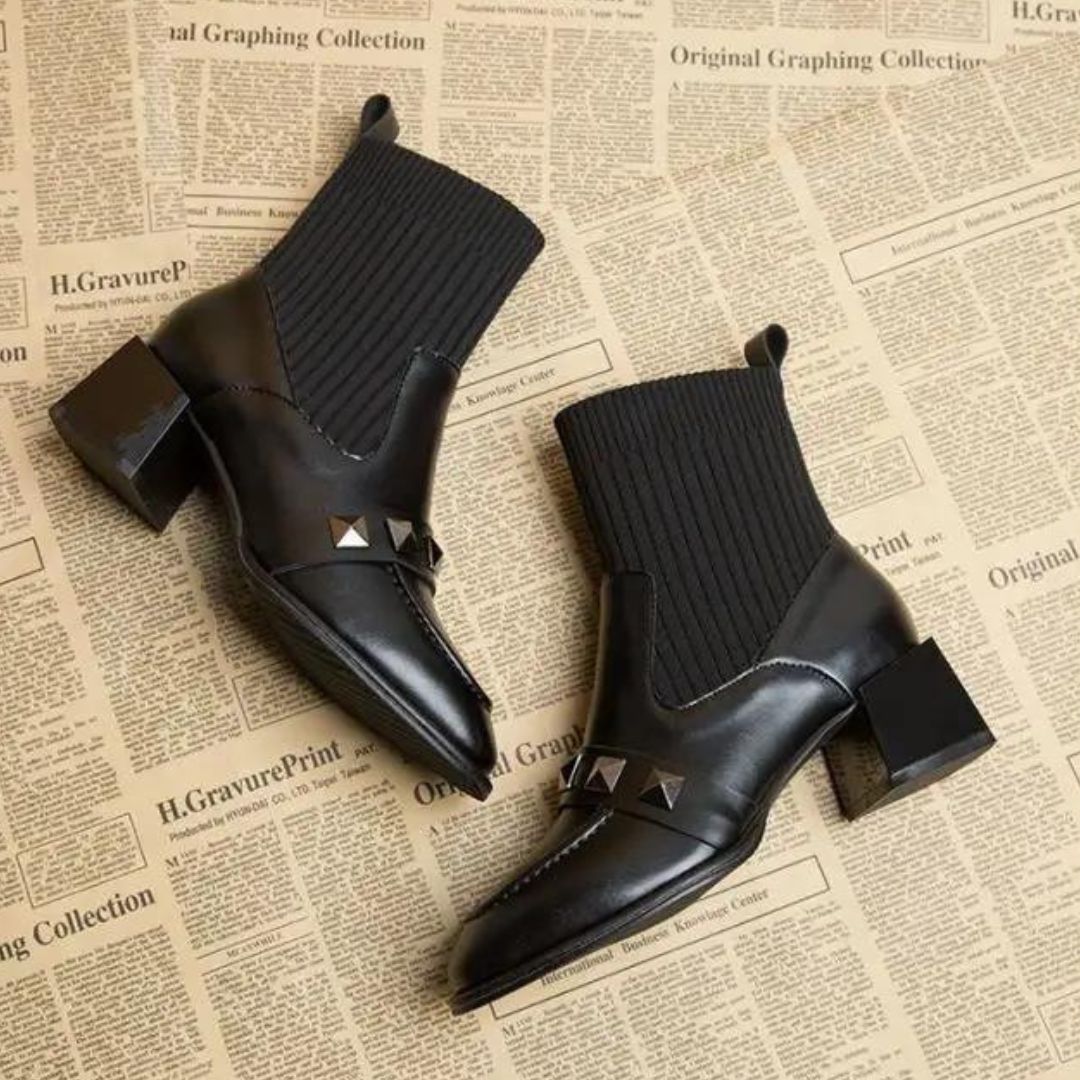 Lässige Vegan Leder Stiefeletten mit Rippdetail und Absatz für Damen | Ideal für das tägliche Tragen