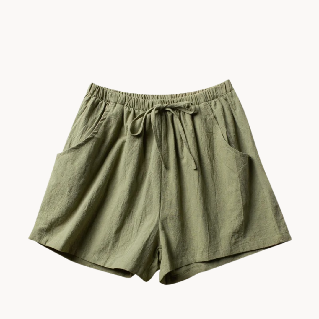 Elore | Schräge Taschen Leinen Shorts