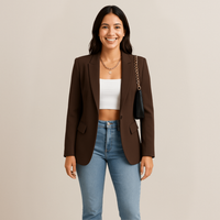 Charlotte | Damen Blazer Tailliert Revers Elegant Business Professionell in Braun