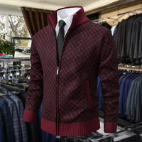 Maximilian | Premium-Strickjacke mit Reißverschluss in Rot