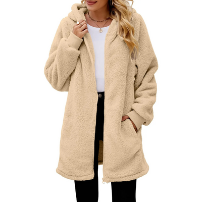 Warme Teddyjacke Damen mit Taschen und lockerer Passform