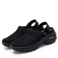 Henrike - Damen Slip-On Sneaker mit Mesh und Riemen in Schwarz
