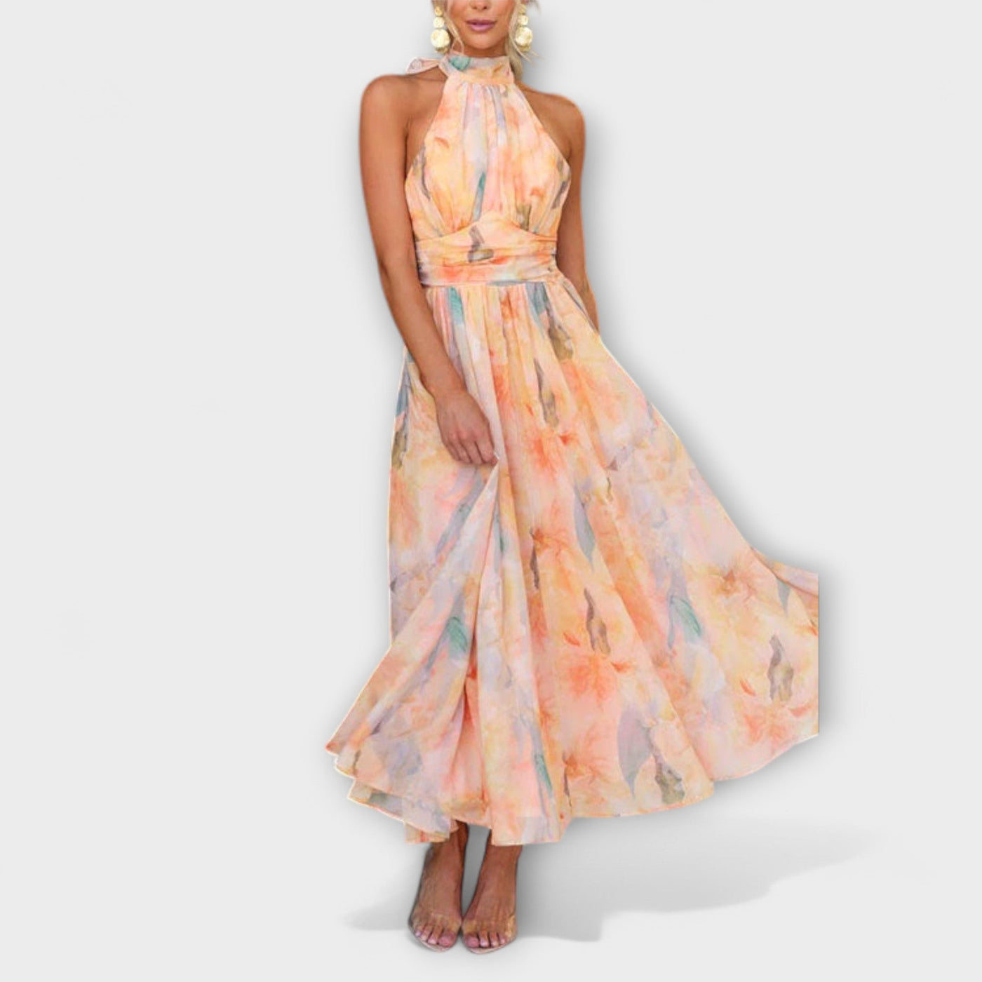 Liora™ – Sommerliches Maxikleid mit Aquarell-Print & femininer Eleganz