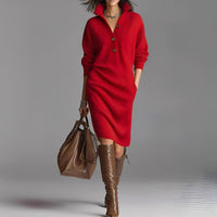 Camryn - Elegantes Langarmkleid in Rot