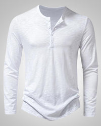 Peter | Herren Slim Fit Langarm Henleyshirt in Weiß