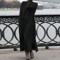 Liana – Elegantes Maxikleid für kühle Tage in Schwarz