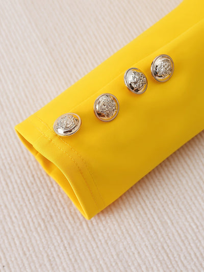 Elegantes Business Blazer Set mit Blumenmuster in Gelb für Damen | Ideal für jeden Tag