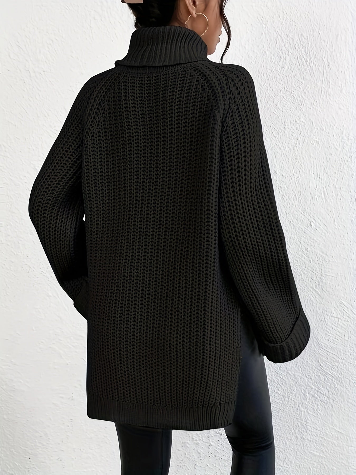 Lässiger Pullover mit Raglanärmeln und Rollkragenpullover