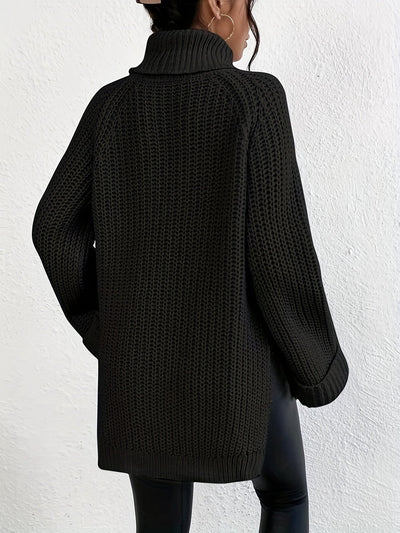 Lässiger Pullover mit Raglanärmeln und Rollkragenpullover